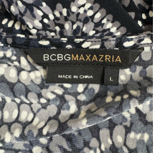 BCBGMaxAzria Watercolor Print Jersey Dress in Black/Gray Sz L - Picture 9 of 11